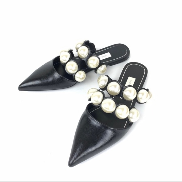 zara pearl mules